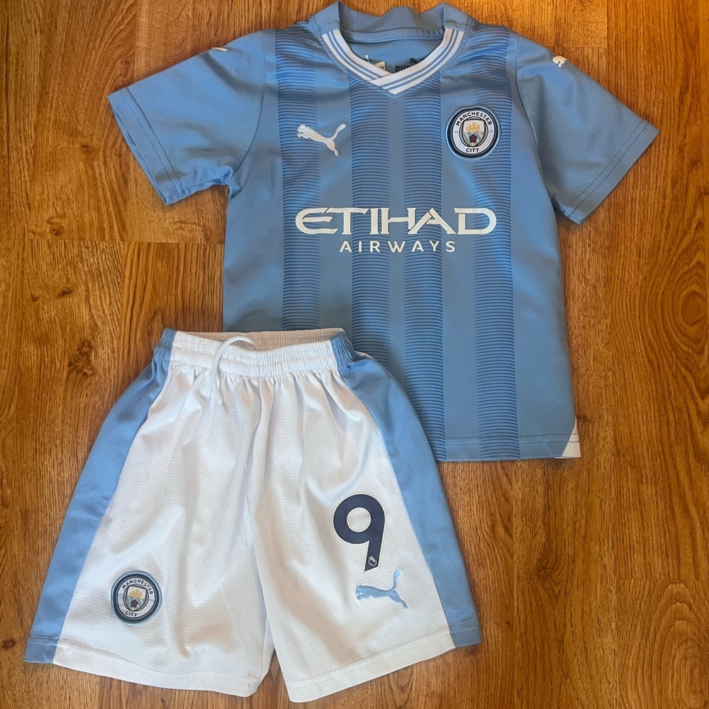 Puma Kids Blue Manchester City Haaland Kit